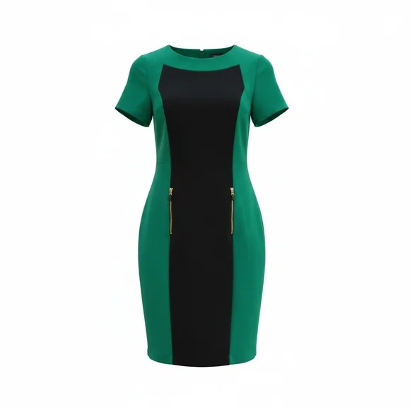 Calvin Klein Green and Black Mini Dress - Picture 1 of 11